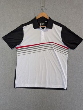 C-Buk By Cutter & Buck Golf Polo Shirt Men's Large Black White Red Gray